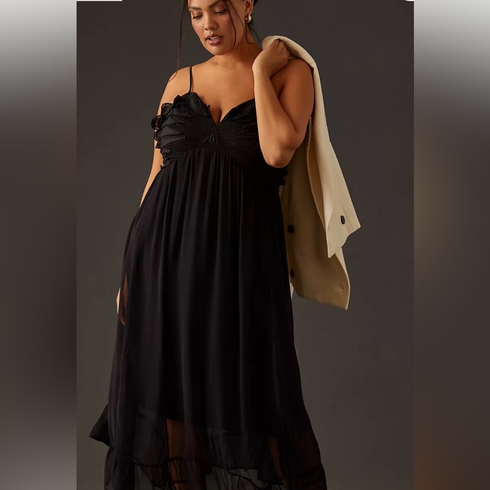 Anthropologie black flutter dress